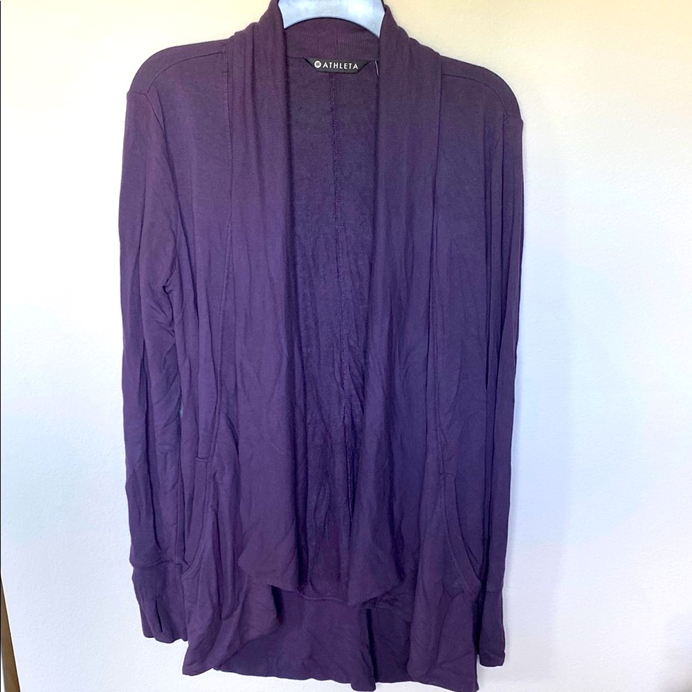 Athleta Purple Athleisure Oversized Open Cardigan Sweater
